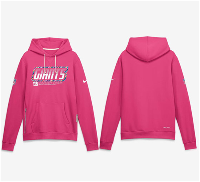 Men's New York Giants Pink 2026 Crucial Catch Sideline Standard Issue Dri-FIT Pullover Hoodie
